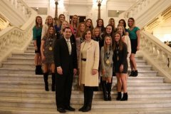 February 3, 2020 - Senator Iovino joins PA State Rep. Jason Ortitay in welcoming the champion South Fayette Township girls varsity cross-country team and the varsity cheerleading team to the State Capitol